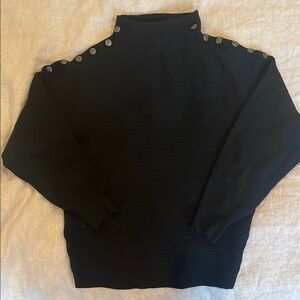 Premise Black Funnel-neck Sweater with Batwing Sleeves